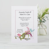 Abstrakt-rosa-Lila-grüne Vogelgrippe-Wirbel Post W Einladung (Stehend Vorderseite)