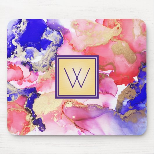 Abstrakt-rosa-Lila-Monogramm Mousepad (Vorne)