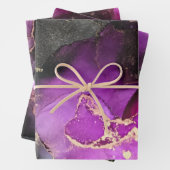 Abstrakt rosa Lila Schwarz Gold Einzigartige Kunst Geschenkpapier Set (Beispiel)