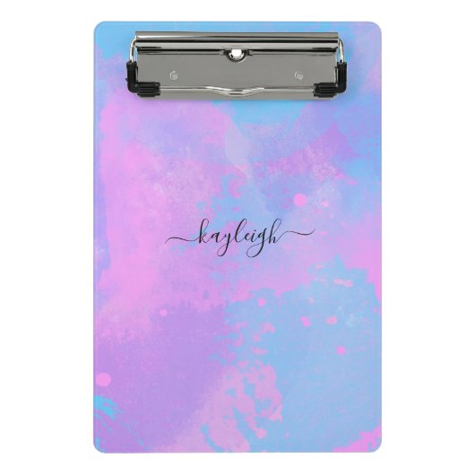 Abstrakt Rosa Lila Türkis Mini Klemmbrett (Vorderseite)