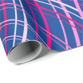 Abstrakt rosa Linien blau Geschenkpapier (Rolleneckpunkt)