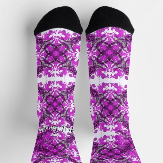 Abstrakt-rosa Mandala, psychedelischer Schmetterli Socken (Oben)