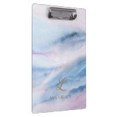 Abstrakt rosa Marmormonogramm mit Wasserfarbe Klemmbrett (Rechts)