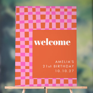 Abstrakt Rosa Orange Custom 21. Geburtstag Willkom Acrylschild