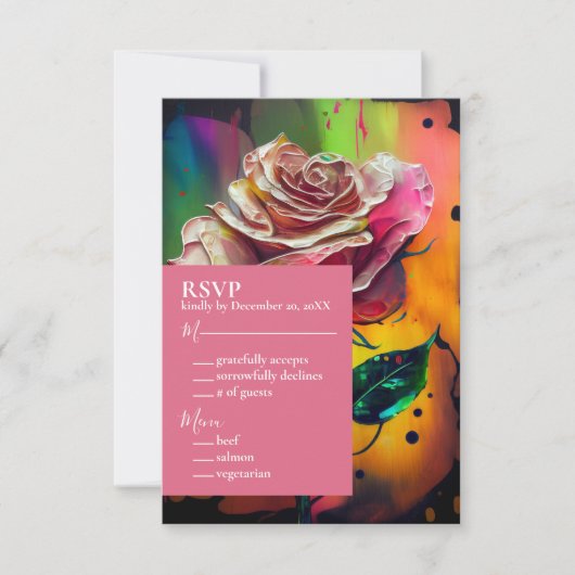 Abstrakt rosa Roses UAWG Response Card RSVP Karte (Vorderseite)