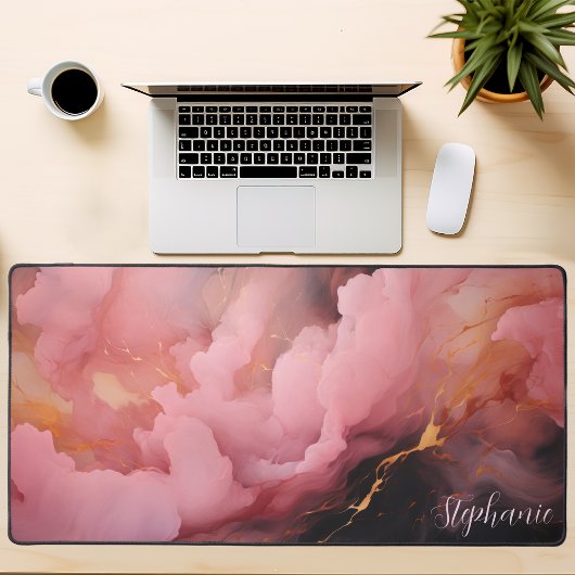 Abstrakt rosa Schwarz und Gold Personalisiert Schreibtischunterlage