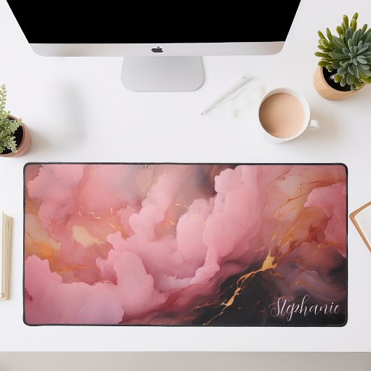 Abstrakt rosa Schwarz und Gold Personalisiert Schreibtischunterlage