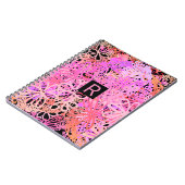Abstrakt-rosa-schwarze Monogramm-Blume Notizblock (Linke Seite)
