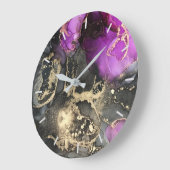 Abstrakt rosa Schwarzes Gold ohne Zahlen  Große Wanduhr (Winkel)