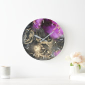 Abstrakt rosa Schwarzes Gold ohne Zahlen  Große Wanduhr (Zuhause)