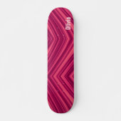 Abstrakt rosa Streifen Muster mit Namensvorlage Skateboard (Vorne)