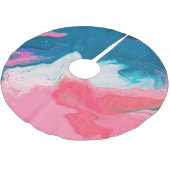 Abstrakt rosa, türkis: Marmorfarbe Polyester Weihnachtsbaumdecke (Schrägansicht)