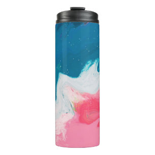 Abstrakt rosa, türkis: Marmorfarbe Thermosbecher