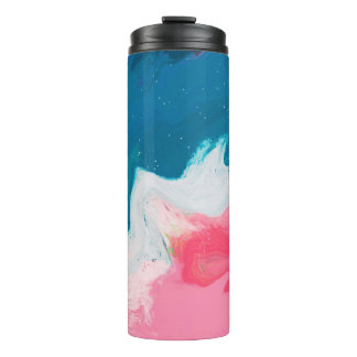 Abstrakt rosa, türkis: Marmorfarbe Thermosbecher
