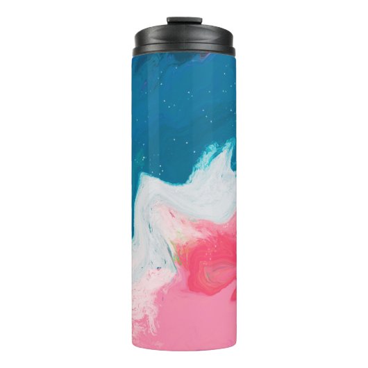 Abstrakt rosa, türkis: Marmorfarbe Thermosbecher (Vorderseite)