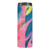 Abstrakt rosa, türkis: Marmorfarbe Thermosbecher (Rückseite)