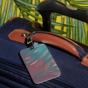 Abstrakt rosa und aquamarine Federn Gepäckanhänger