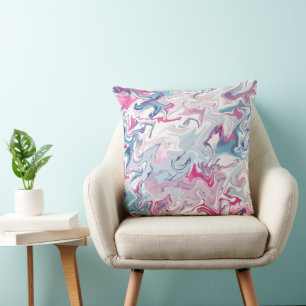 Abstrakt rosa und blaue Kissen aus Marmor modern