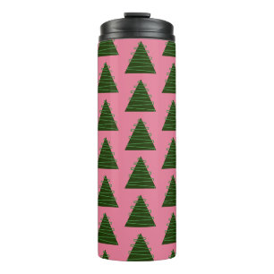 Abstrakt rosa Weihnachtsbaumthermalwäscher Thermosbecher