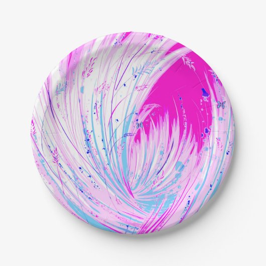 Abstrakt rosa Weißer verzauberter Garten Pappteller (Vorderseite)