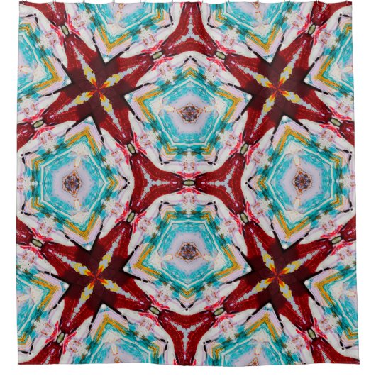 Abstrakt-Rot-Gelb-Duschvorhang Duschvorhang (Vorderseite)