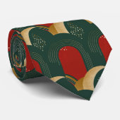 Abstrakt Rot, Grün und Gold Krawatte (Gerollt)