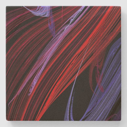 Abstrakt rot in Blue Square Untersetzer (Vorderseite)