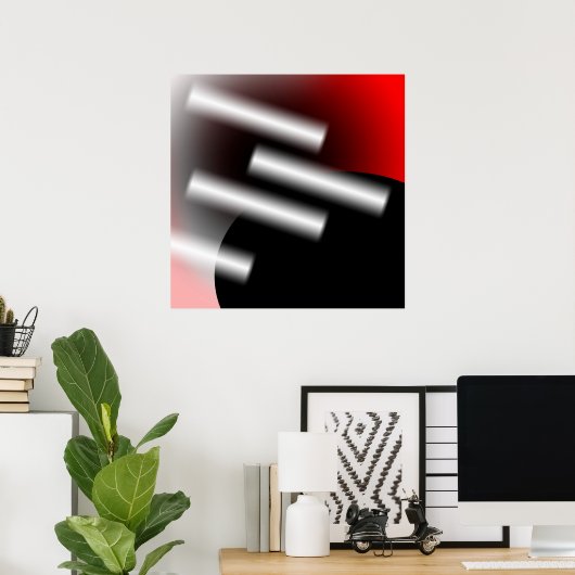 Abstrakt rot mit Lichtstrahl AP0005 Poster (Heimbüro)