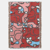 Abstrakt Rot, Rosa und Blauer Blume Decke (Vorderseite Vertikal)