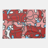 Abstrakt Rot, Rosa und Blauer Blume Geschirrtuch (Horizontal)