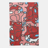 Abstrakt Rot, Rosa und Blauer Blume Geschirrtuch (Vertikal)