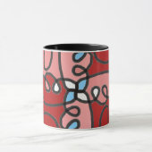 Abstrakt Rot, Rosa und Blauer Blume Tasse (Zentrum)