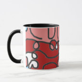Abstrakt Rot, Rosa und Blauer Blume Tasse (Links)