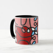 Abstrakt Rot, Rosa und Blauer Blume Tasse (Vorderseite Links)