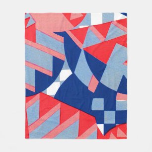 abstrakt, rot und blau, Druck Nr. 1 Fleecedecke