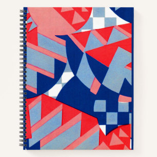 abstrakt, rot und blau, Druck Nr. 1 Notizblock