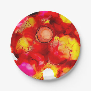 Abstrakt rot und rosa pappteller
