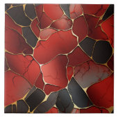 Abstrakt rot und schwarz geometrisch fliese (Vorderseite)