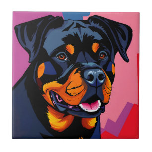 Abstrakt Rottweiler Portrait Zeitgenössisch Fliese