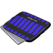 Abstrakt Royal Blue & Black, Name, Computer Laptopschutzhülle (Vorne Knopf)
