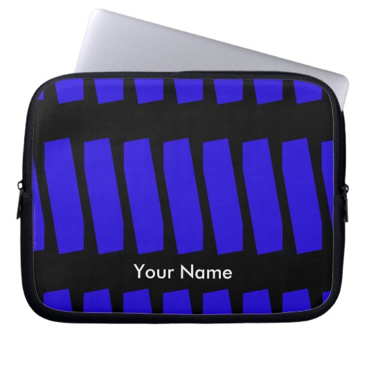 Abstrakt Royal Blue & Black, Name, Computer Laptopschutzhülle (Vorderseite)