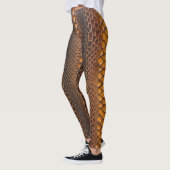 Abstrakt Rustikal Braun Orange Elegante Schlange Leggings (Links)