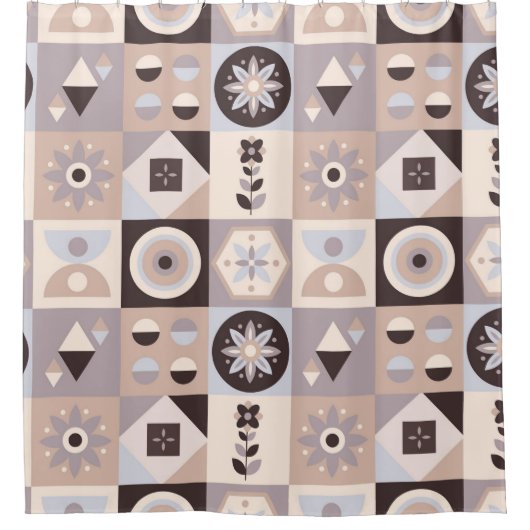 Abstrakt rustikaler Bohemischer Duschvorhang (Vorderseite)