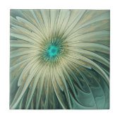 Abstrakt Sage Green Fantasy Blume Fraktal Kunst Fliese (Vorderseite)