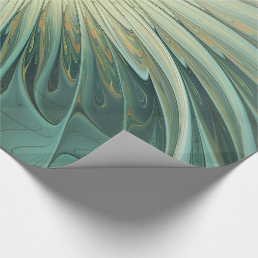 Abstrakt Sage Green Fantasy Blume Fraktal Kunst Geschenkpapier (Ecke)
