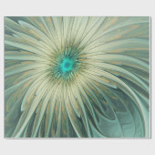 Abstrakt Sage Green Fantasy Blume Fraktal Kunst Geschenkpapier (Flach)