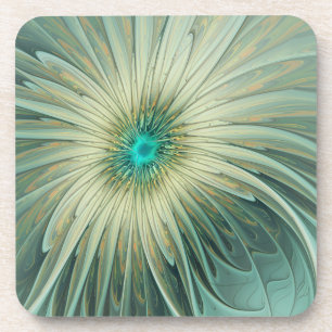 Abstrakt Sage Green Fantasy Blume Fraktal Kunst Getränkeuntersetzer