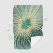 Abstrakt Sage Green Fantasy Blume Fraktal Kunst Golfhandtuch (Insitu)