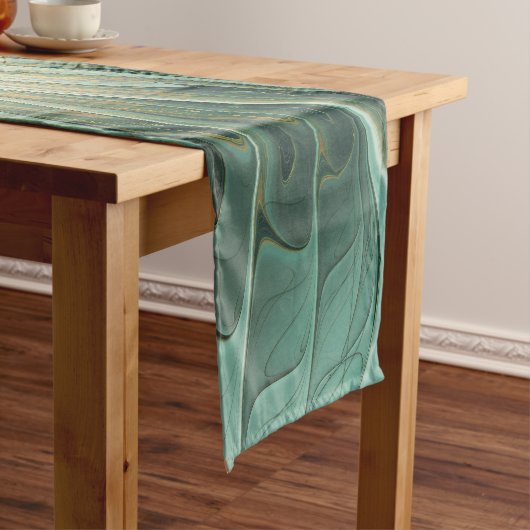 Abstrakt Sage Green Fantasy Blume Fraktal Kunst Kurzer Tischläufer (Beispiel)