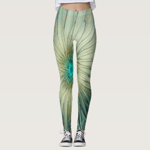 Abstrakt Sage Green Fantasy Blume Fraktal Kunst Leggings